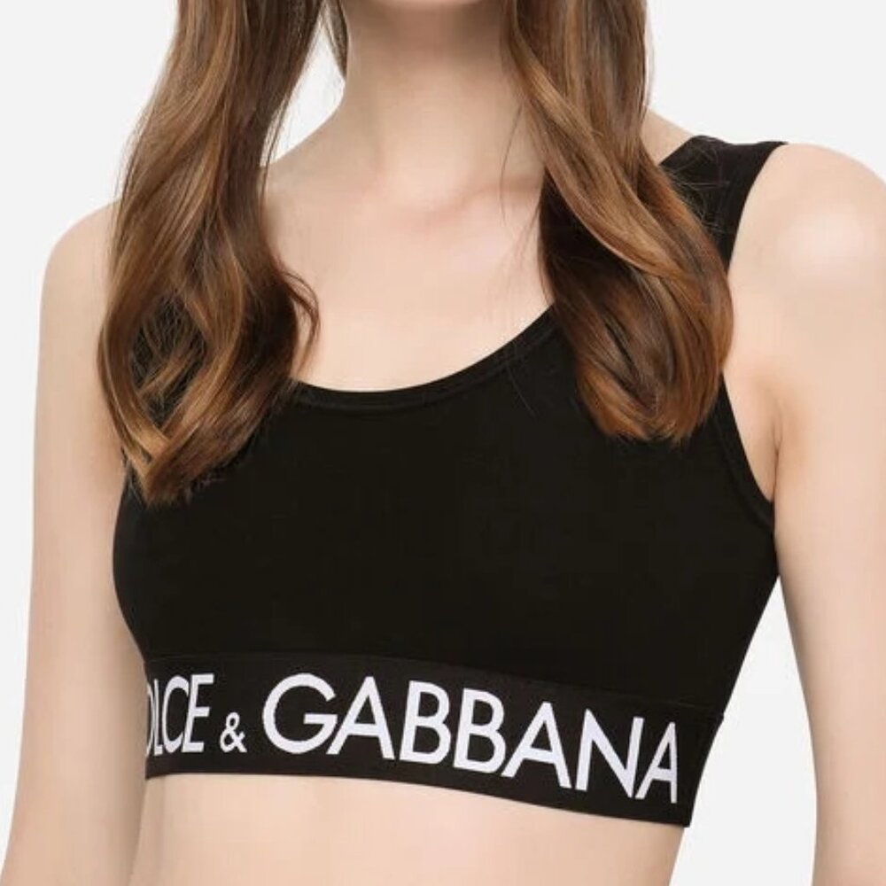 DOLCE & GABBANA Jersey Top with Branded Elastic - Size 44
